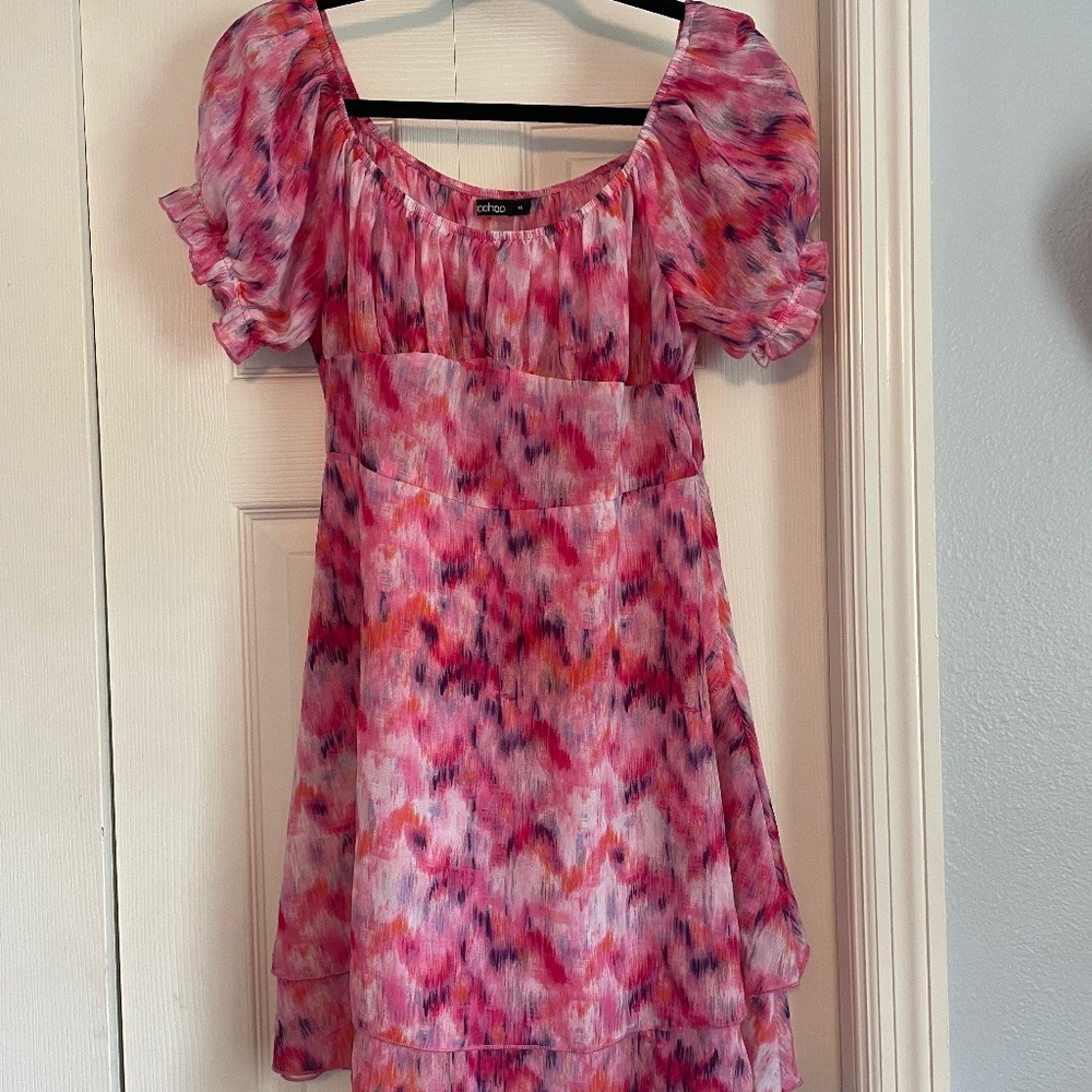 BooHoo Multi-Colored Pastel Tiered Dress